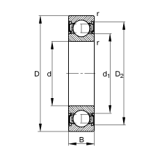 S 6305-2RSR,  DIN 625-1 ˜ʵҪߴ, ɂȴܷ